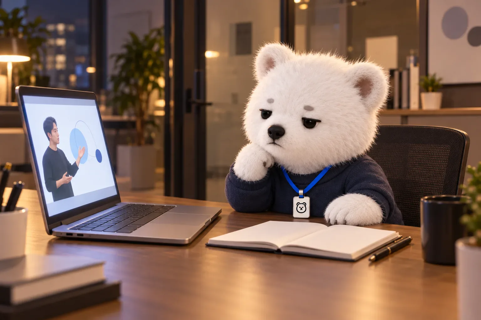 강의 영상을 보는 BOBPOOH